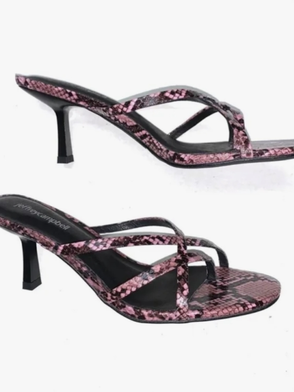 Pink Snakeskin Kitten Heel Ficelle Sandals
